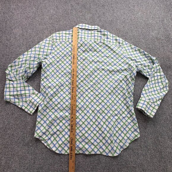 Banana Republic Shirt Mens  L Blue‎ Green Checkered Classic Fit Button Preppy - Picture 10 of 12